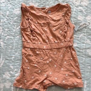 Cloud Island Peach One Piece with White Floral Pattern